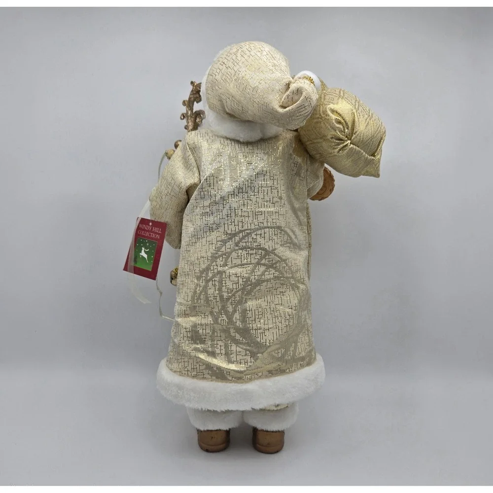 Windy Hill Collection Santa Claus Figurine Gold White Holiday Decor Christmas